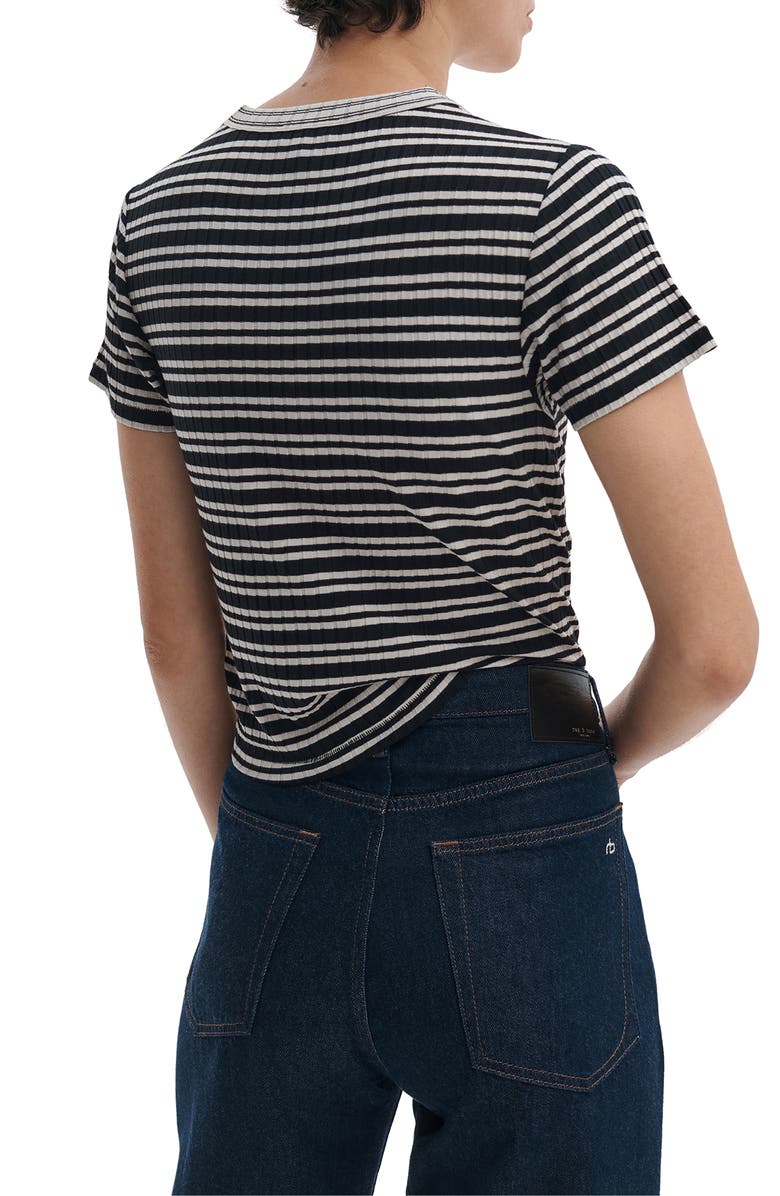 rag & bone Luca Rib Stripe T-Shirt, Alternate, color, Ivory/Black Multi