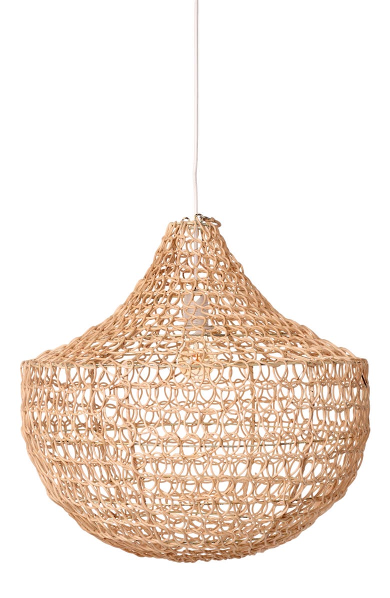 The Artisan & Company Santa Barbara Rattan Open Weave Pendant, Alternate, color, Natural