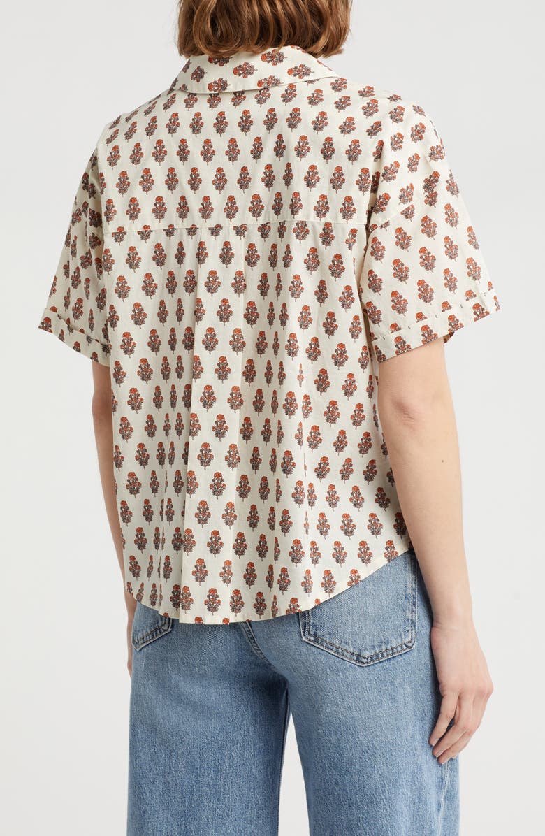 Melrose and Market Camp Shirt, Alternate, color, Ivory- Pink Sienna Black Print