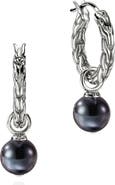 John Hardy JH Essential Grey Pearl Hoop Earrings, 16mm