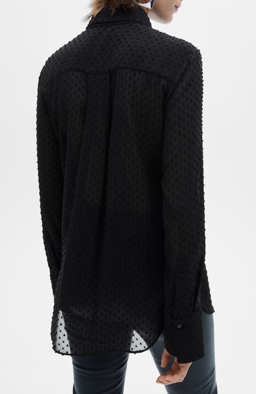 Mango Plumeti Clip Dot Button-up Shirt In Black