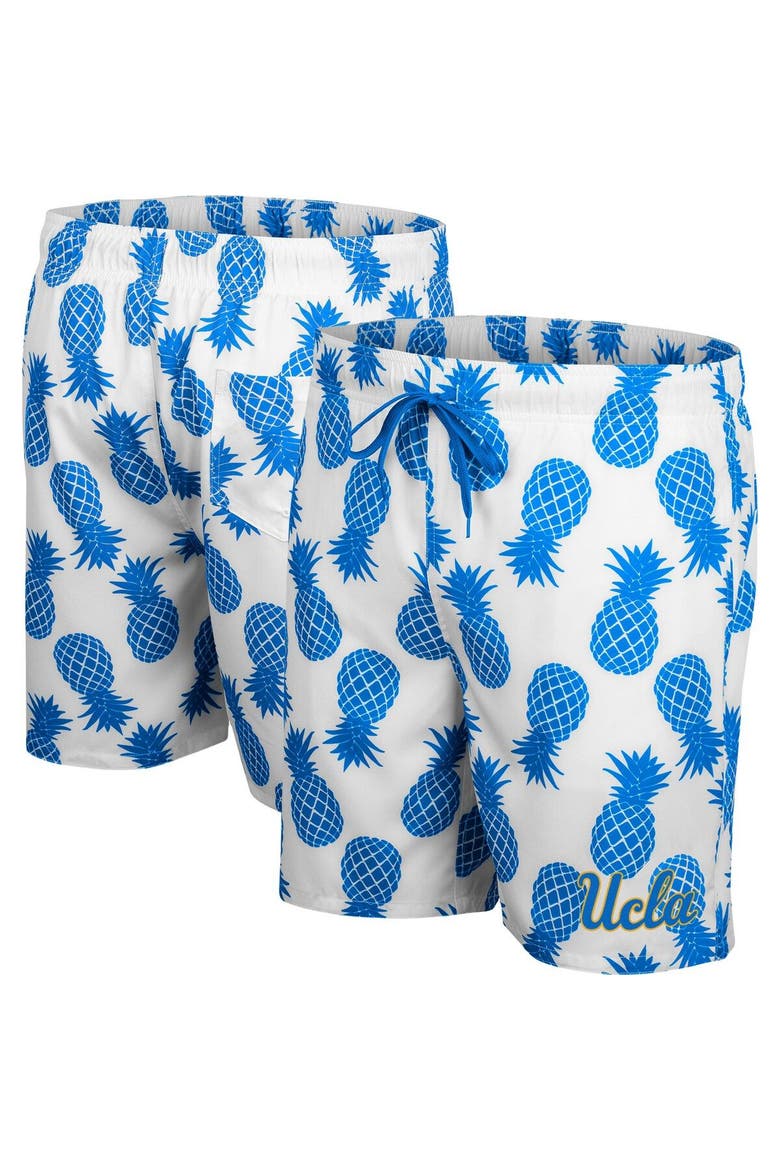 Men's Colosseum White/Blue UCLA Bruins Pineapple Swim Shorts, Main, color, White