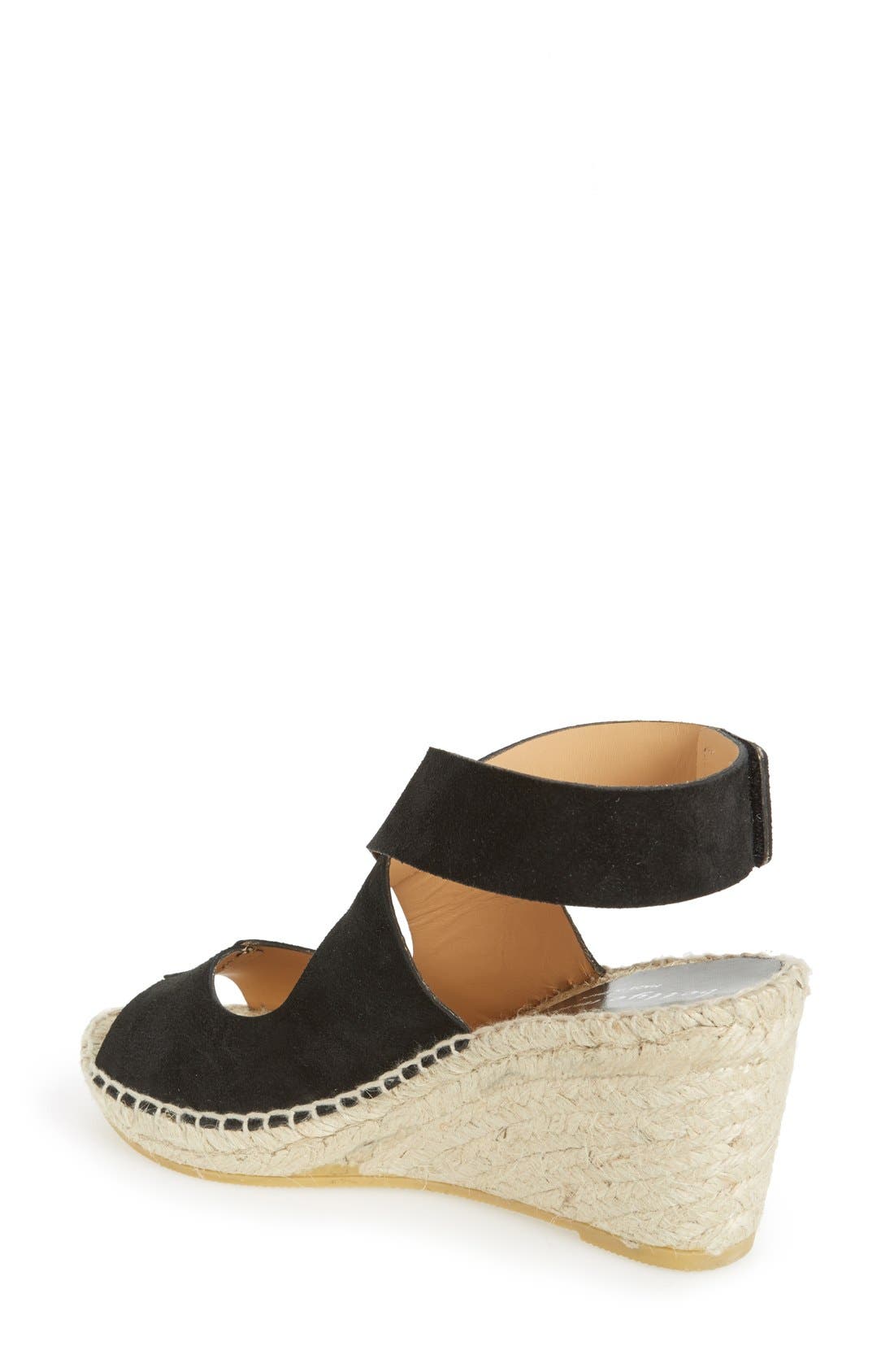 'Mobile' Leather Wedge Espadrille Sandal, Alternate, color, BLACK SUEDE
