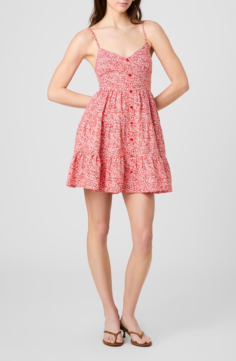 French Connection Blaire Floral Button-Up Tiered Minidress, Main, color,