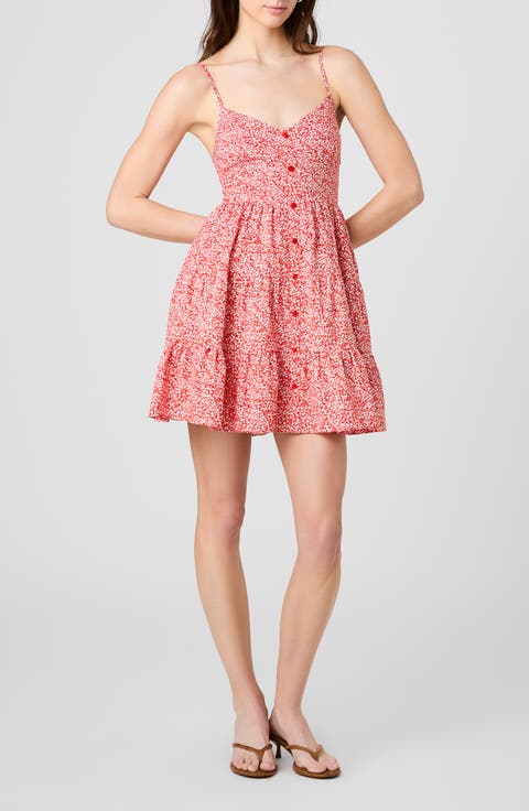 Blaire Floral Button-Up Tiered Minidress