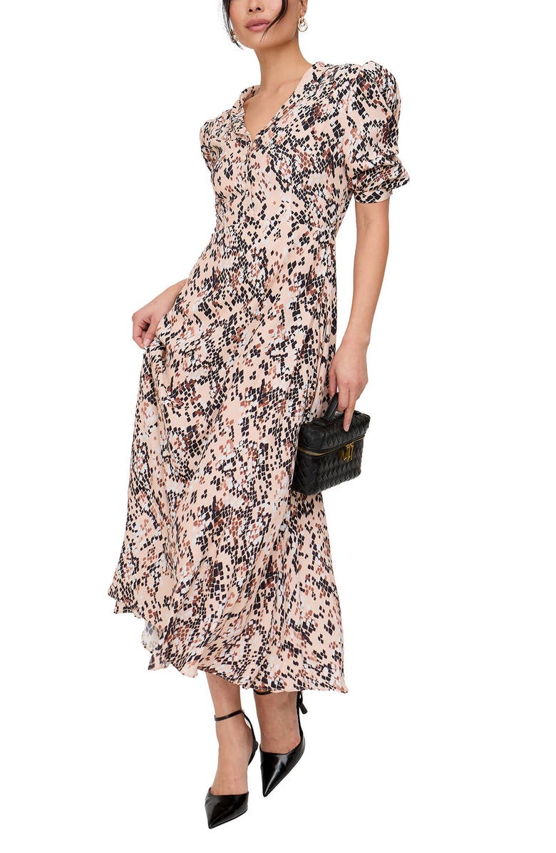 Lily and Lionel London Julia Button Down Print Maxi Dress, Alternate, color, Brown