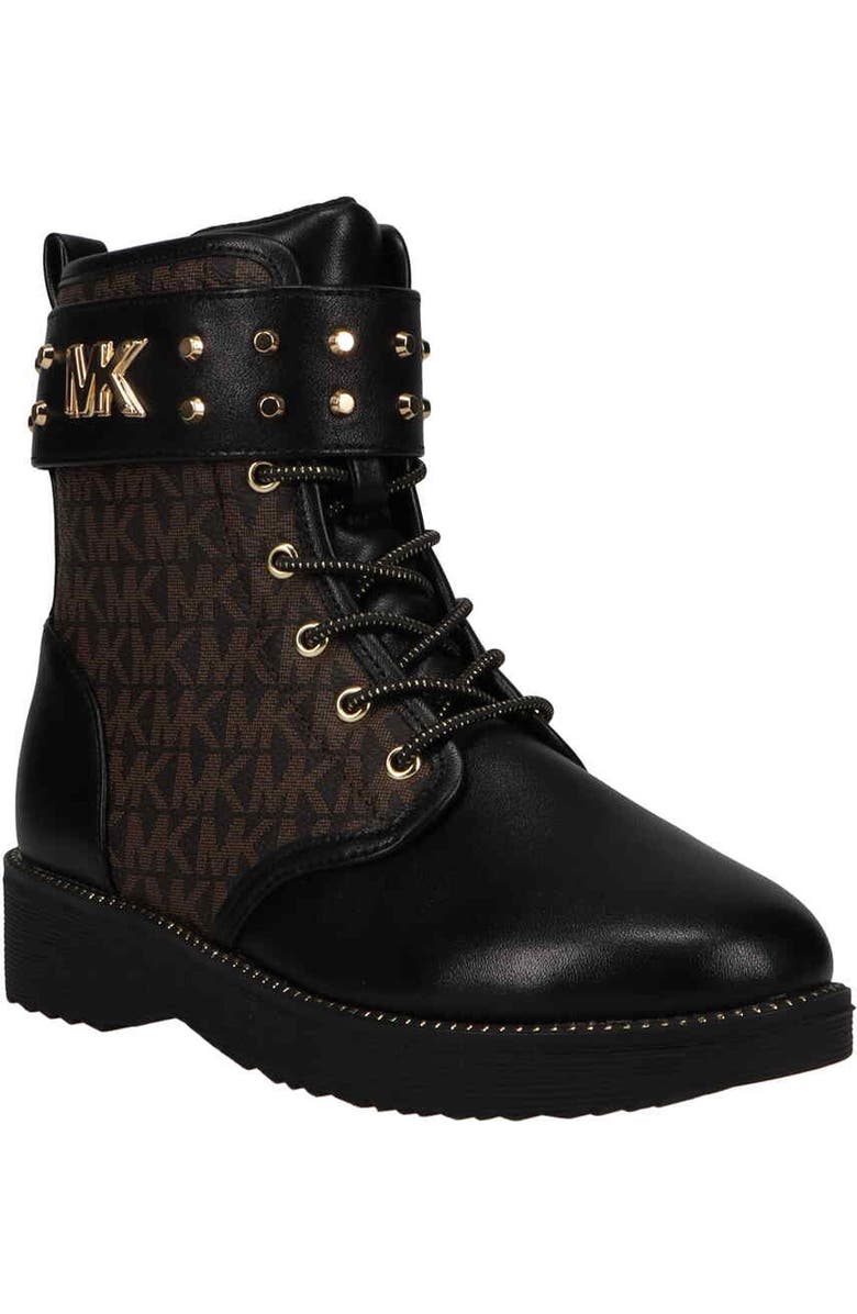 MICHAEL Michael Kors Haskell Studs Faux Patent Leather Boot, Main, color,