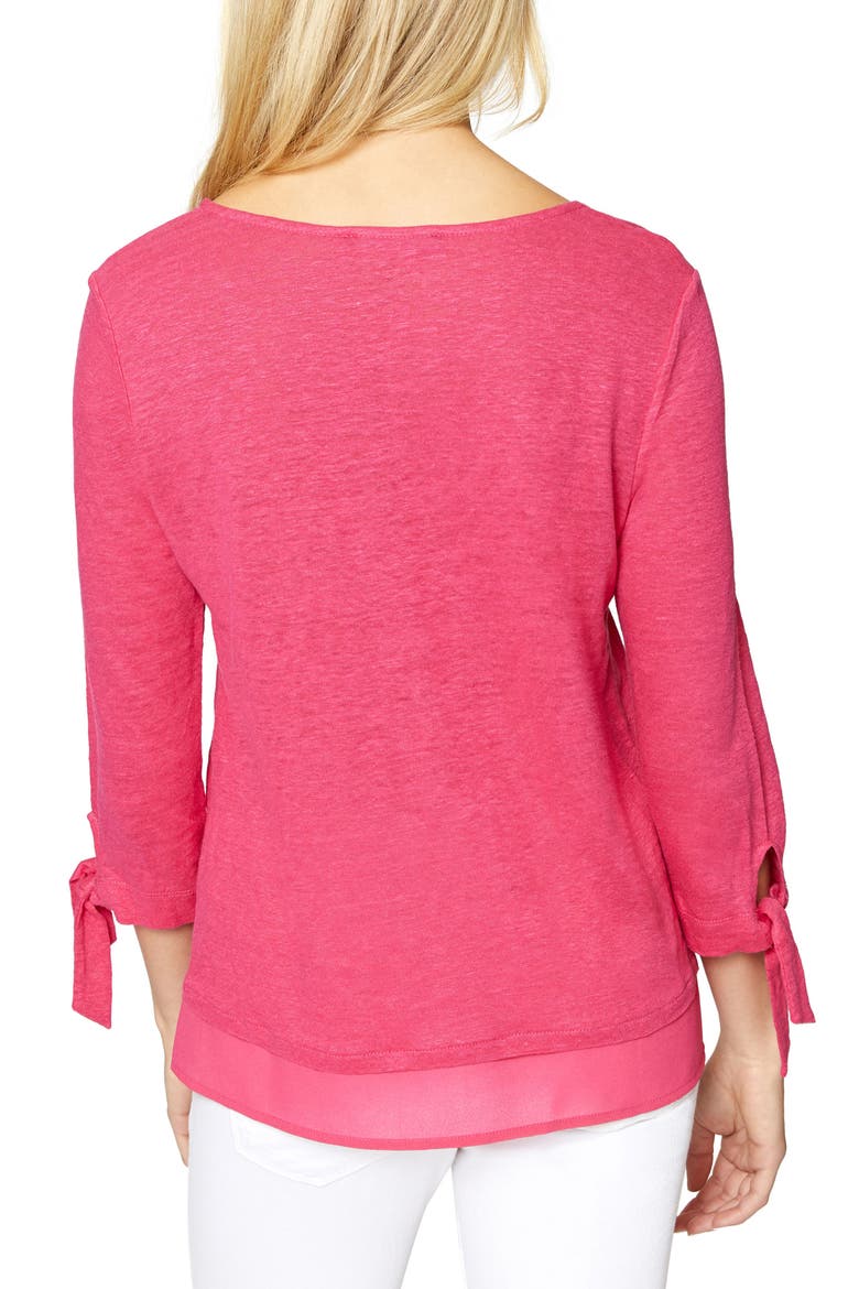 Sylvie Tiered Hem Linen Tee, Alternate, color, CAMELLIA