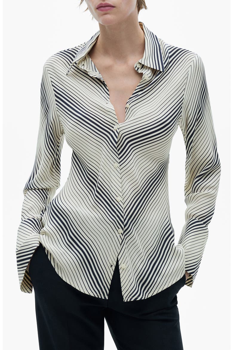 Stripe Flare Sleeve Button-Up Shirt, Main, color, OFF WHITE