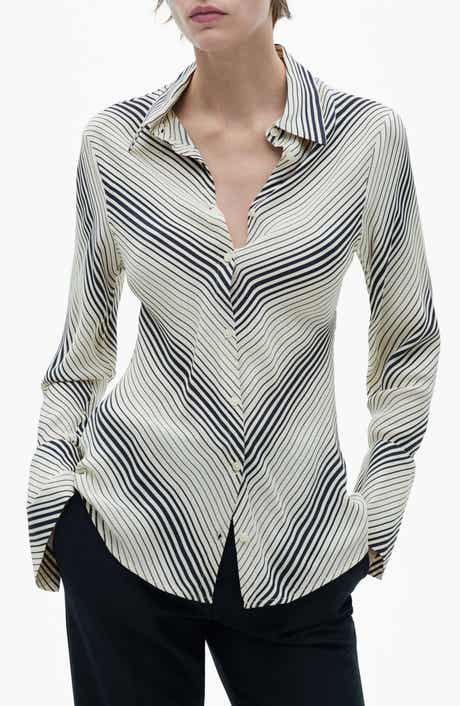 Stripe Flare Sleeve Button-Up Shirt