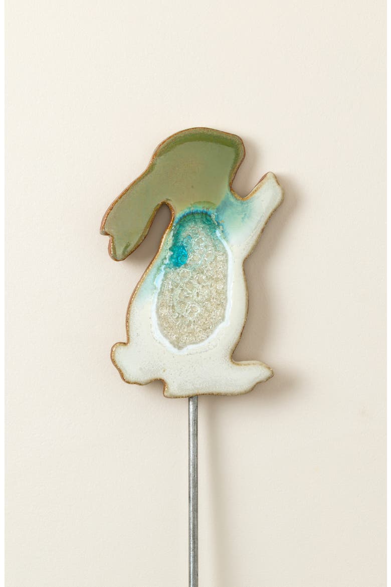 Rabbit Family Ceramic Glazed Garden Stakes - Baby Rabbit, Main, color, Multi