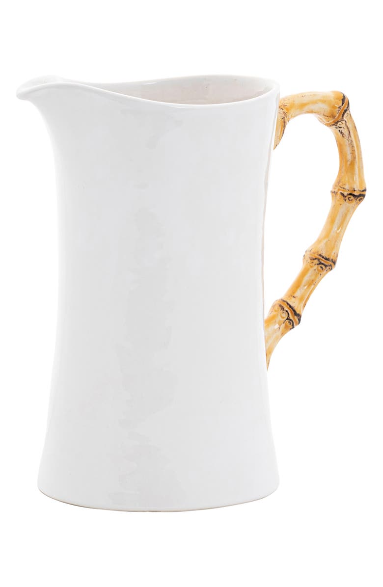 Juliska Ceramic Large Pitcher, Main, color, Bamboo Natural
