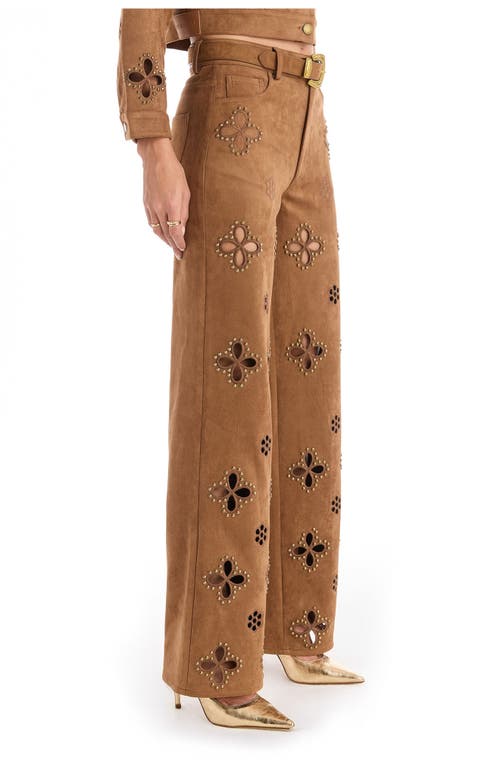 The Noli Shop Kaia Suede High Rise Jean In Brown