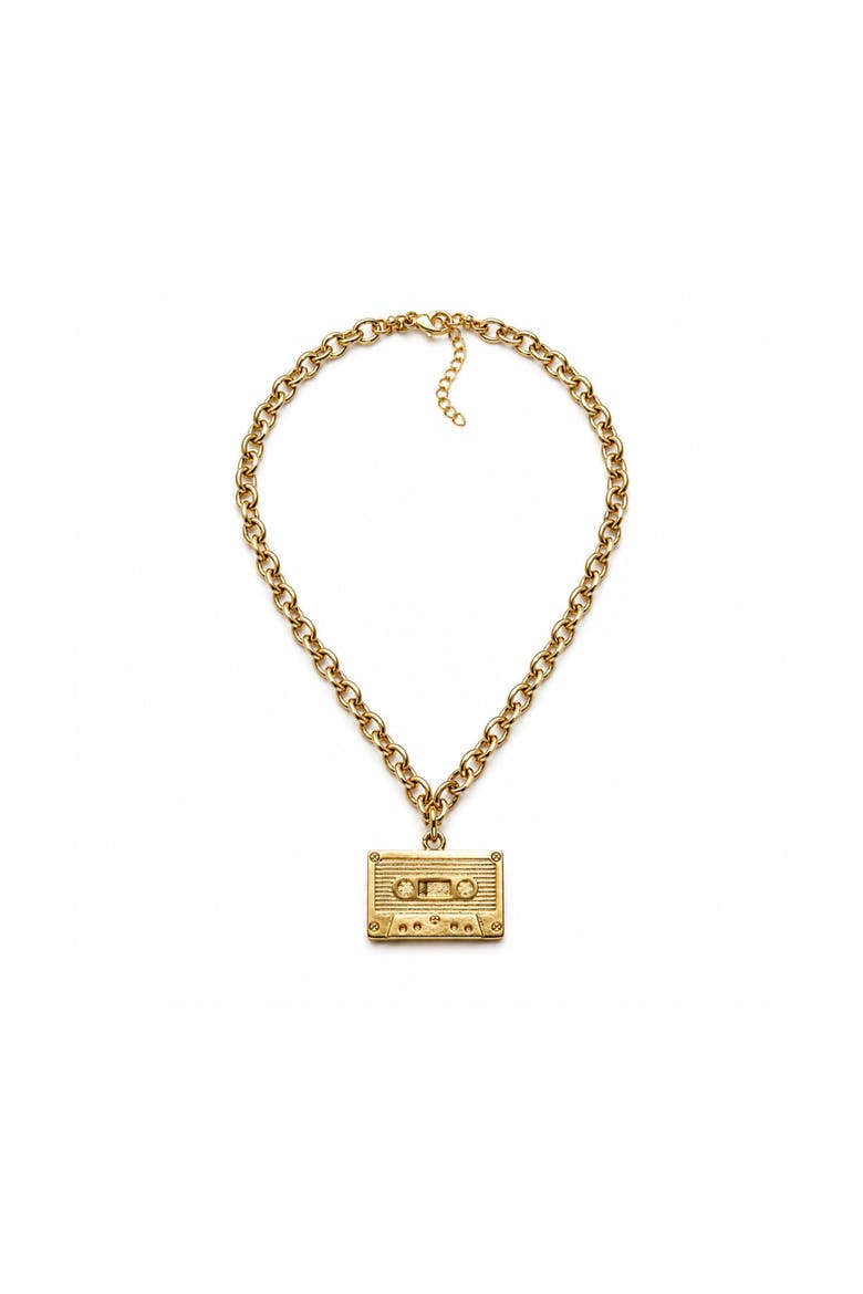 Replay Cassette Necklace, Main, color, Gold