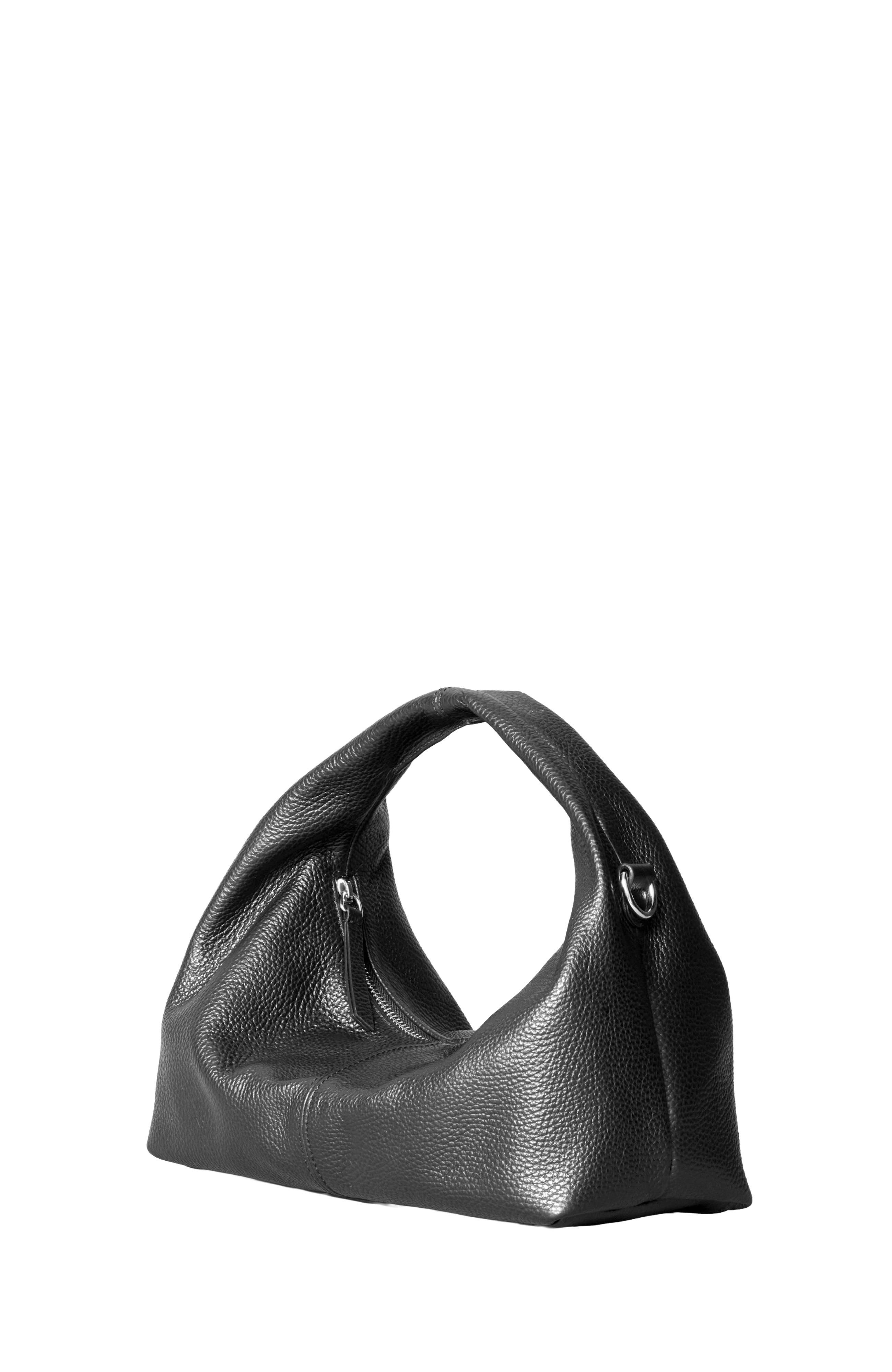 HYER GOODS Leather Mini Everday Shoulder Bag, Alternate, color, Black/Silver