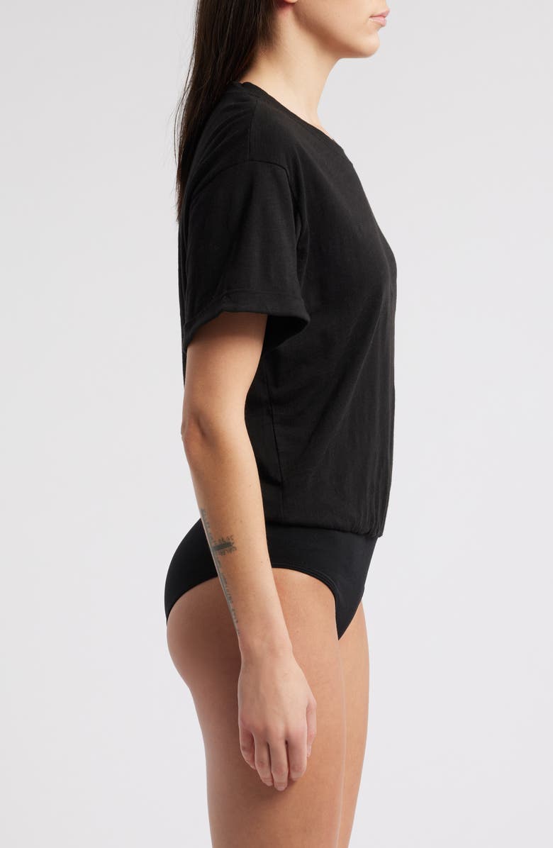 Wit & Wisdom Stretch Cotton Crewneck Bodysuit, Alternate, color, Black