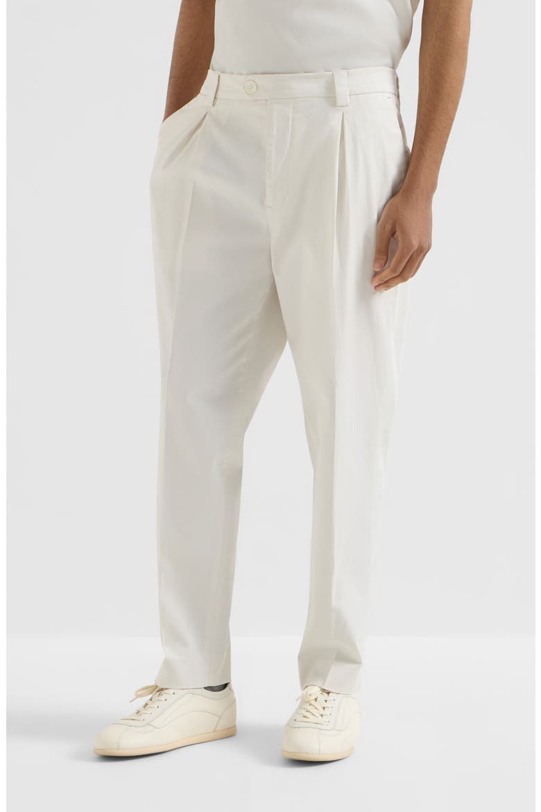 Garment-dyed trousers in American Pima cotton comfort gabardine with tee holder, Main, color, White