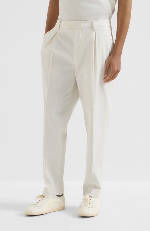 Garment-dyed trousers in American Pima cotton comfort gabardine with tee holder