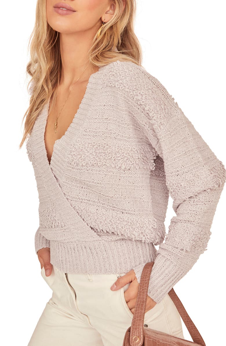 ASTR the Label Madeline Wrap Front Mix Stitch Sweater, Main, color,