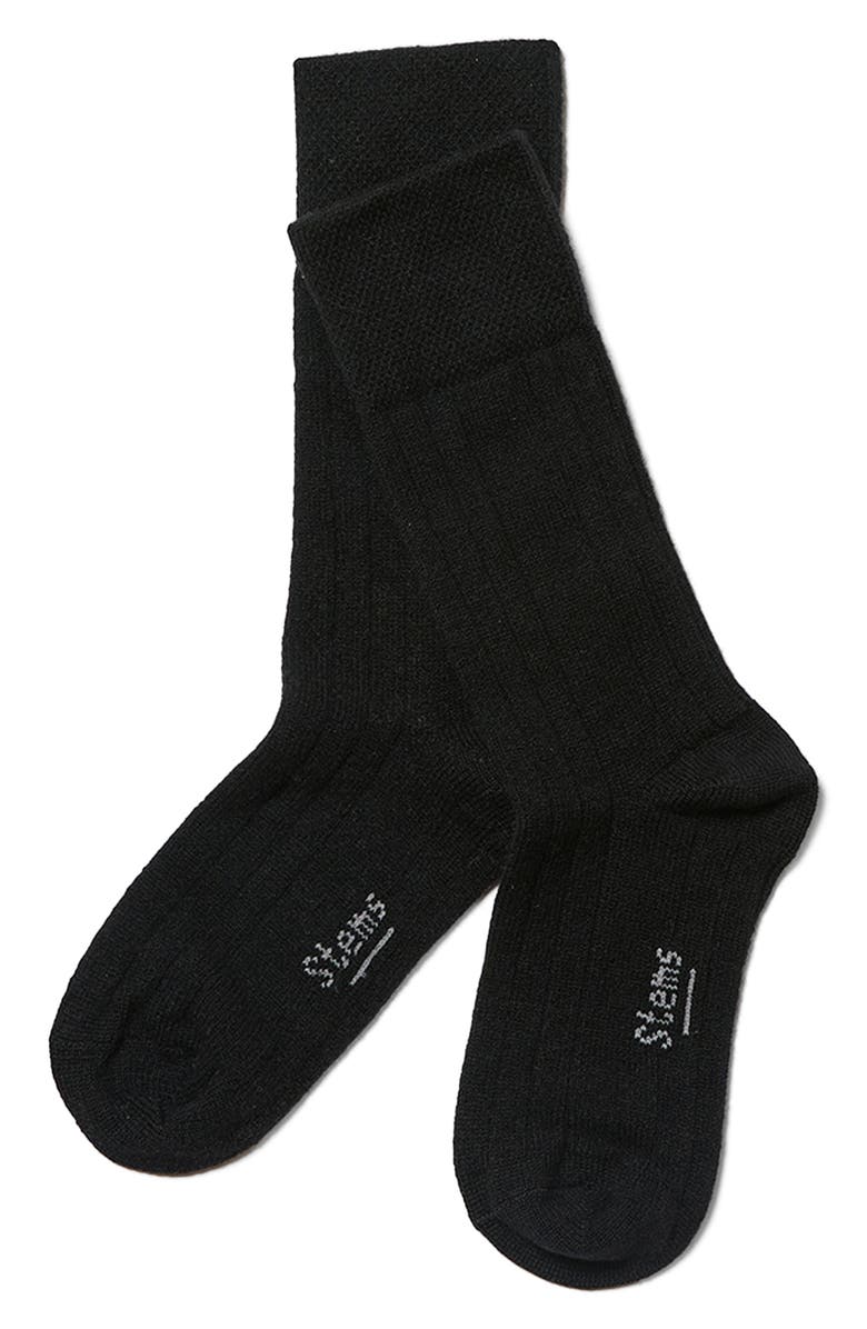 Stems Stretch Cashmere Crew Socks, Main, color, Black