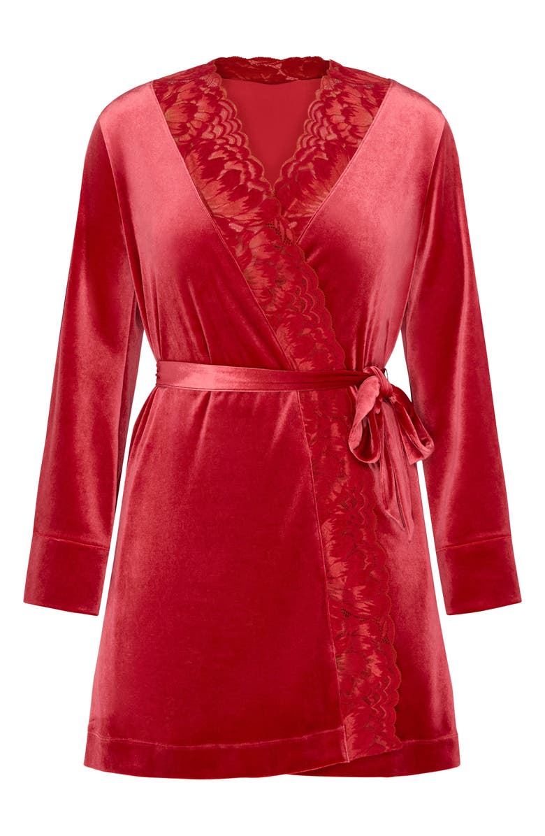 SAVAGE X FENTY Plush Rush Short Velvet Robe, Alternate, color, Red Cognac
