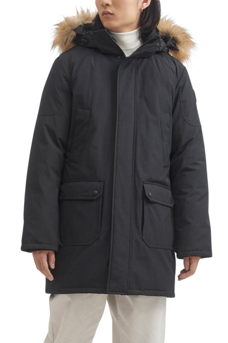 Jack Water Resistant Faux Fur Trim Parka, Main, color, BLACK/RACCOON