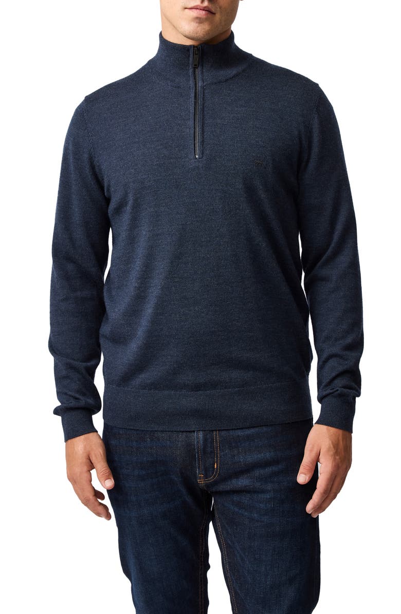 Rodd & Gunn Nobles Funnel Neck Merino Wool Half Zip Sweater, Main, color, Midnight