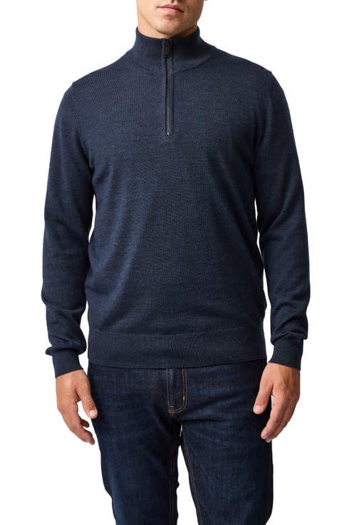 Nobles Funnel Neck Merino Wool Half Zip Sweater