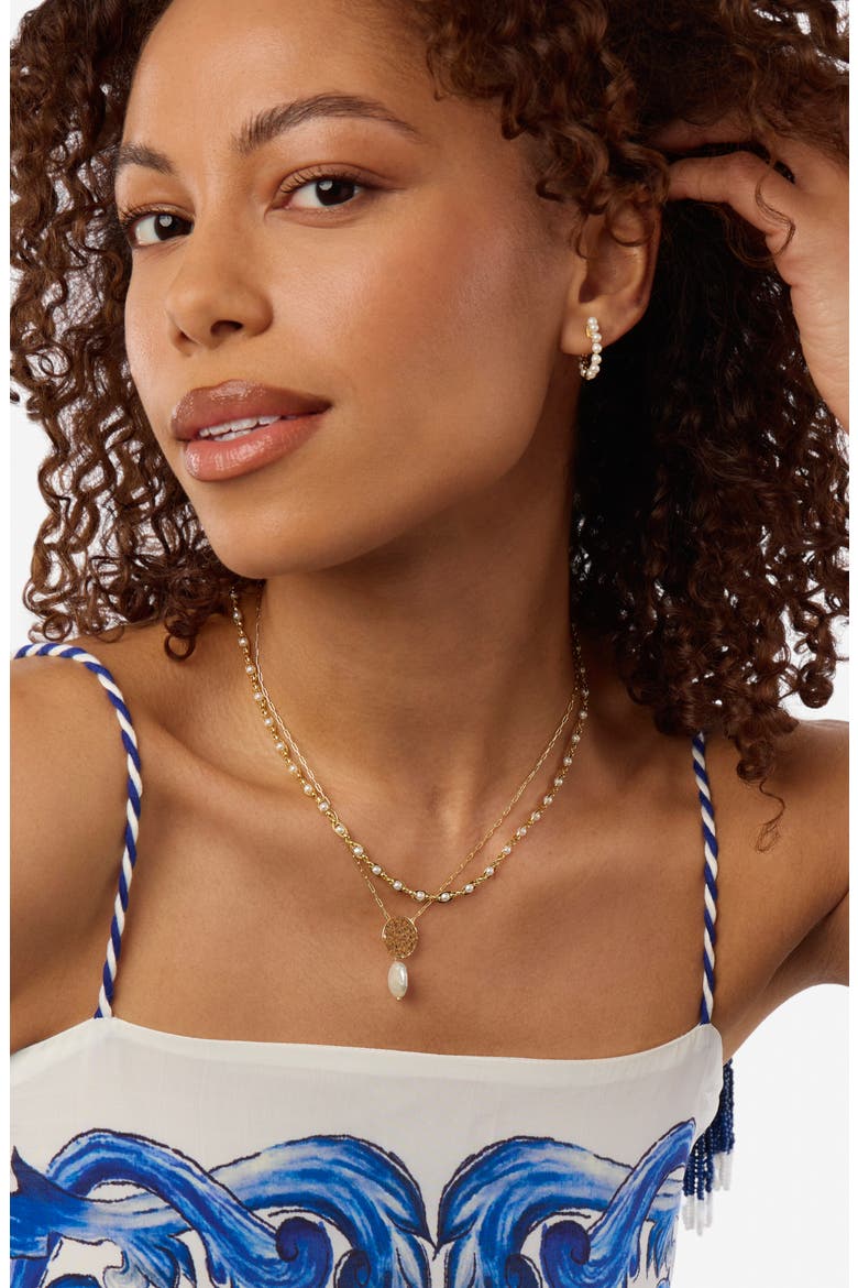 Freshwater Pearl Hoop Earrings, Alternate, color, GOLD