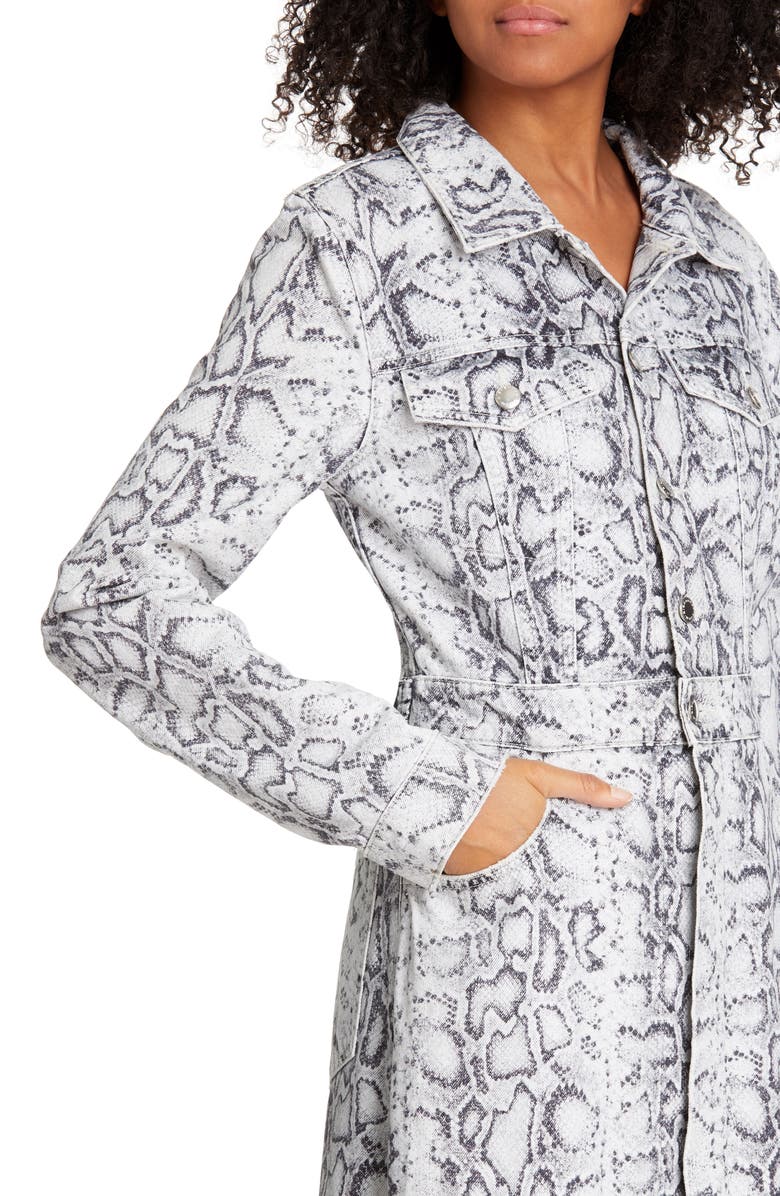 Denim x Alexander Wang Python Print Denim Trench Coat, Alternate, color, 