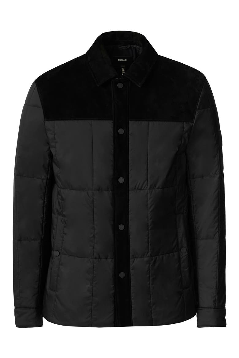 Henrick Mixed Media Insulated Water Resistant Shirt Jacket, Alternate, color, BLACK