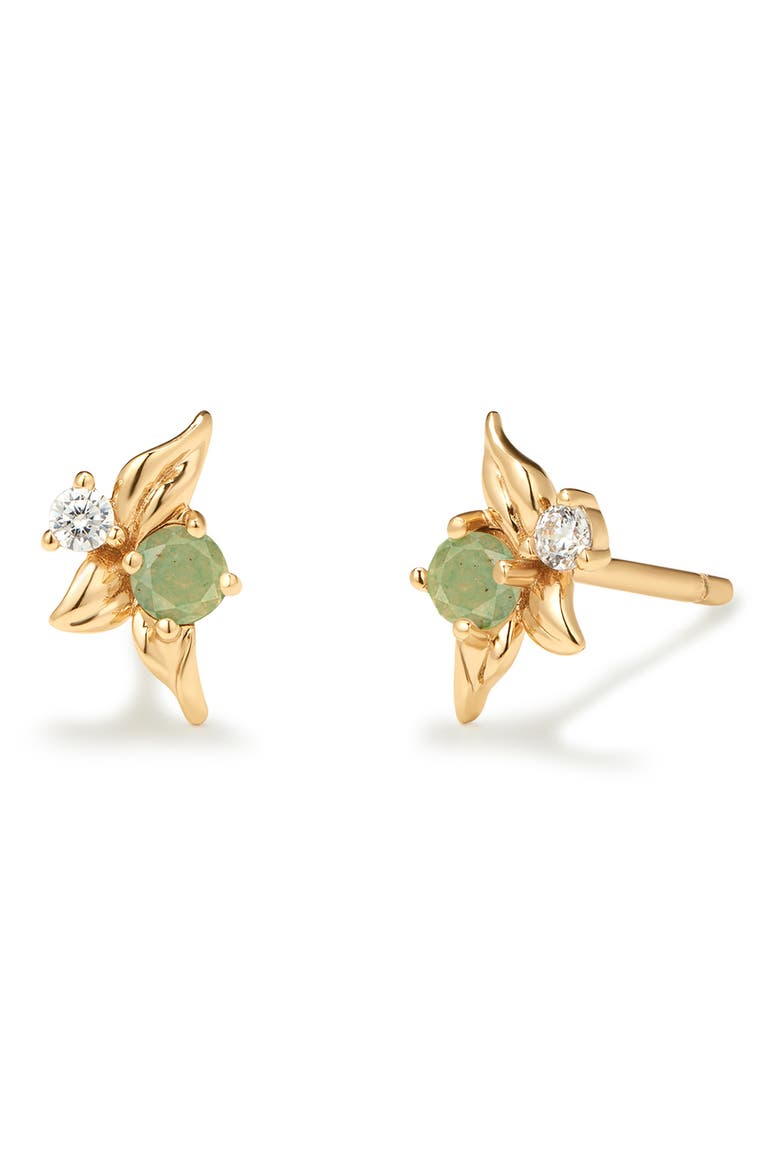 Lumi Flora Stud Earrings, Main, color, GOLD VERMEIL/ GREEN