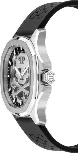 Skeleton Spectre Silicone Strap Watch, 42mm