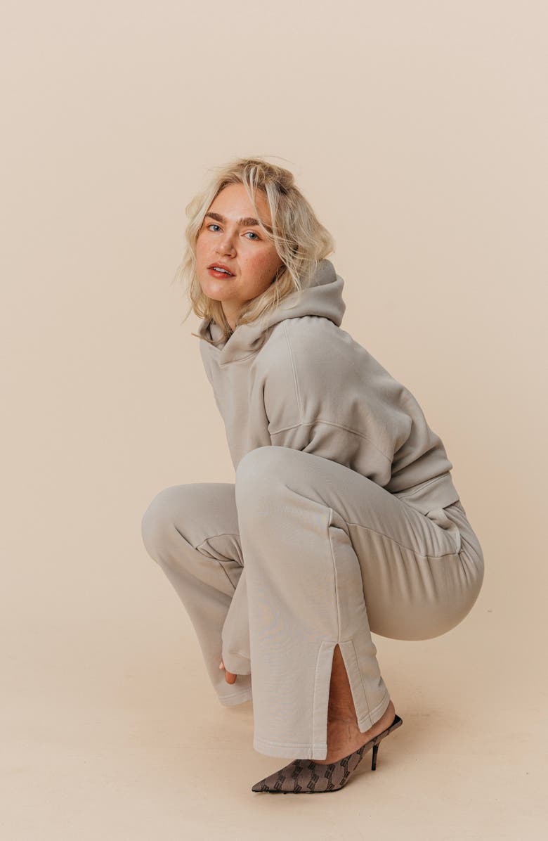 Ocio Women
s Organic Cotton Teddy Oversized Hoodie, Alternate, color, Stone