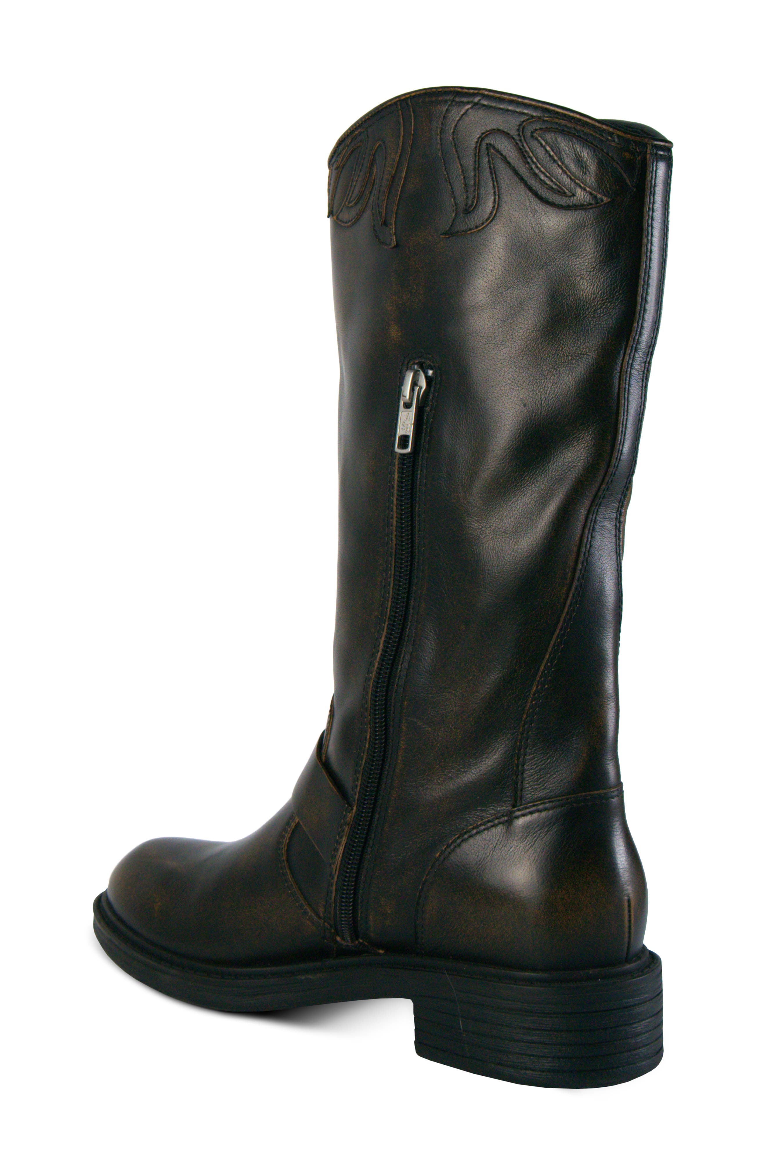 Flax Moto Boot, Alternate, color, BLACK DISTRESSED