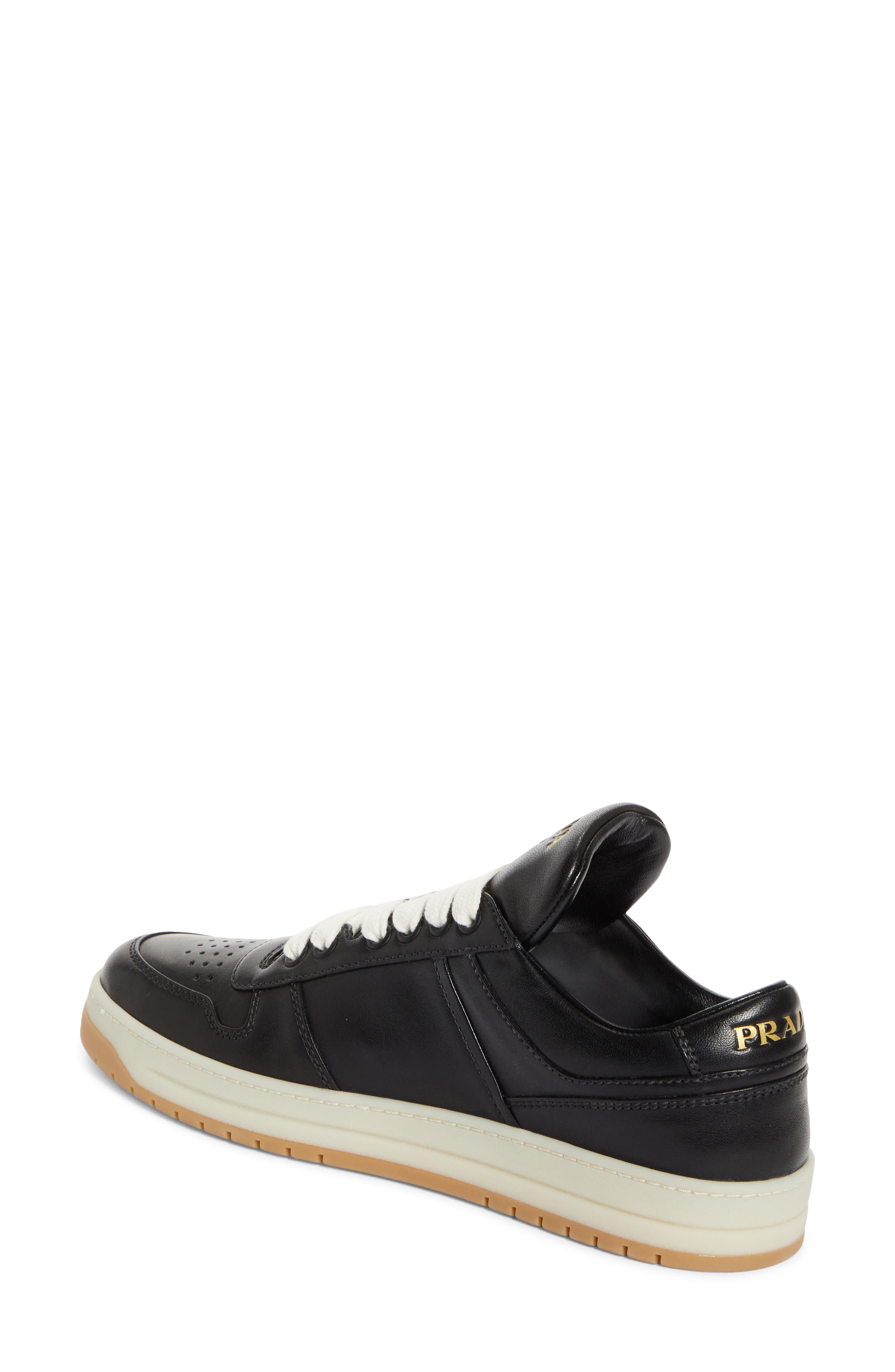Prada Downtown Leather Sneaker, Alternate, color, Nero