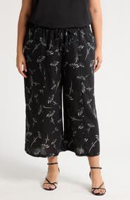 DR2 by Daniel Rainn Floral Crop Wide Leg Pull-On Pants