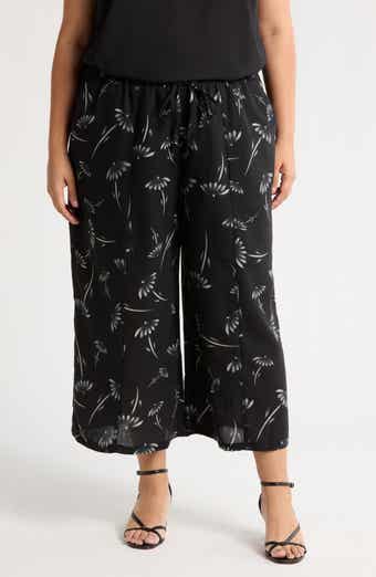 DR2 by Daniel Rainn Floral Crop Wide Leg Pull-On Pants