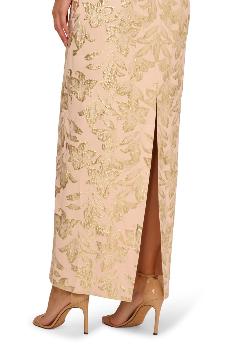 Adrianna Papell Matelasse Floral Metallic Gown, Alternate, color, 