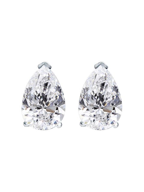2 Ct Lab Grown Pear Shape Diamond Studs 14k Gold Earrings