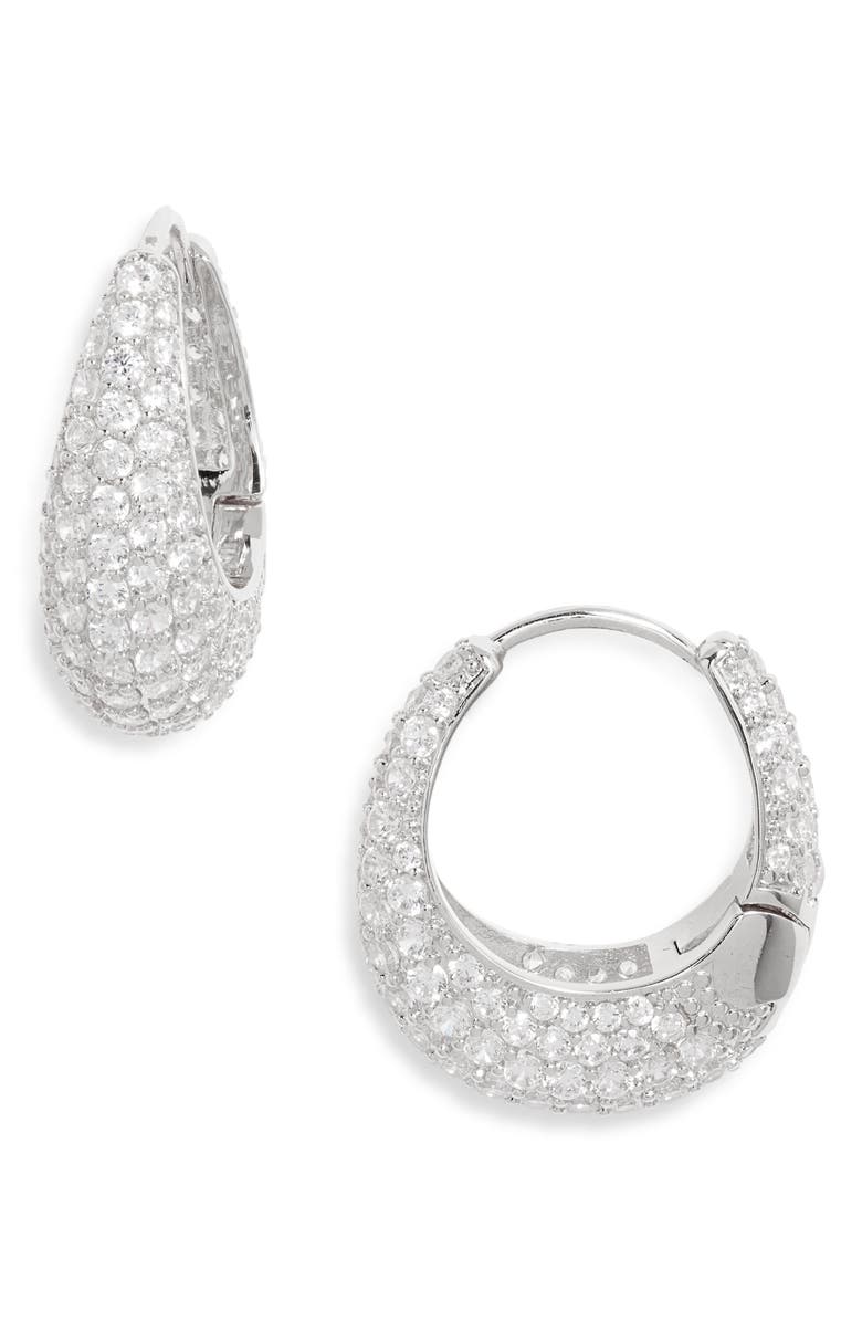 Nordstrom Cubic Zirconia Pavé Oval Hoop Earrings, Main, color, Clear- Silver