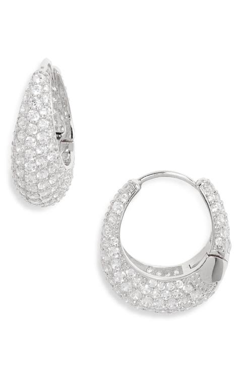 Cubic Zirconia Pavé Oval Hoop Earrings