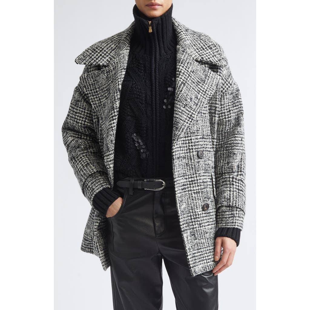 Eleventy Plaid Tweed Wool Blend Coat In 22 Black