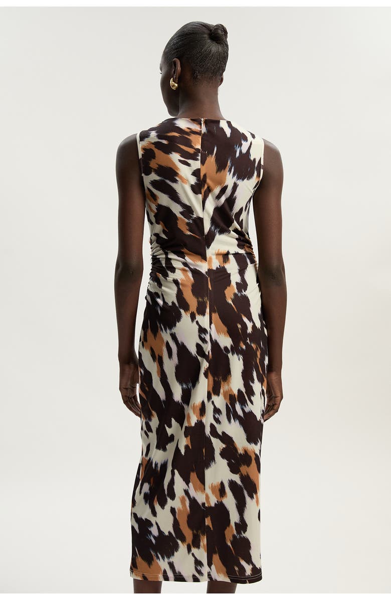 Karen Millen Cut Out Neck Midi Dress, Alternate, color, Animal