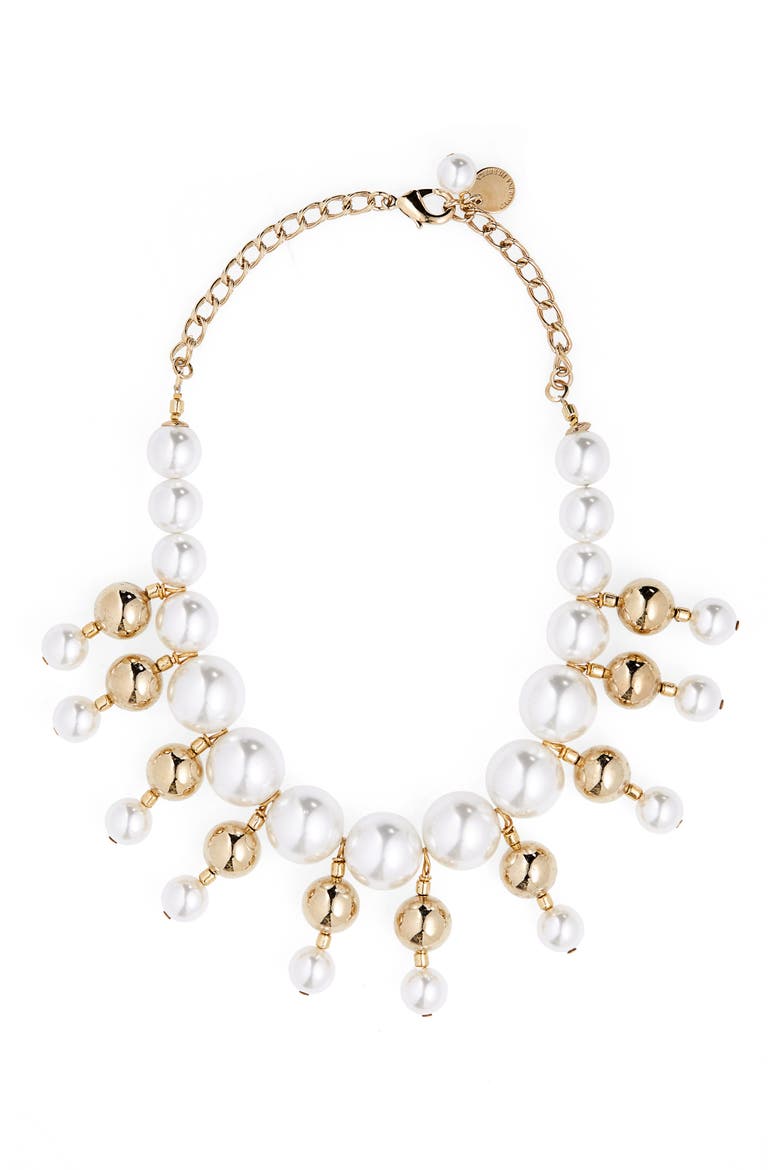 Imitation Pearl Bib Necklace, Main, color, PEARL/ GOLD