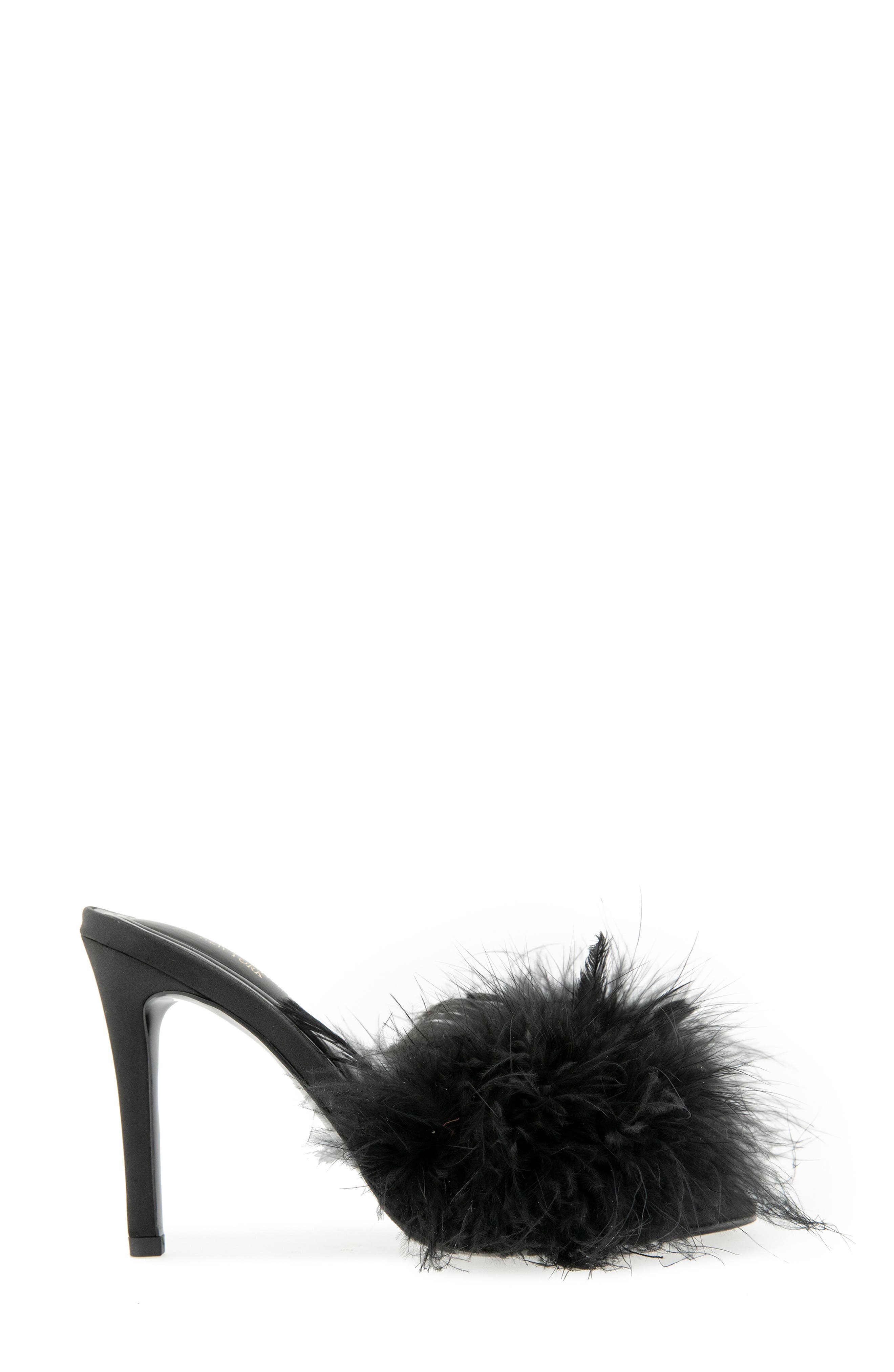 Jazeily Feather Slide Sandal, Alternate, color, BLACK