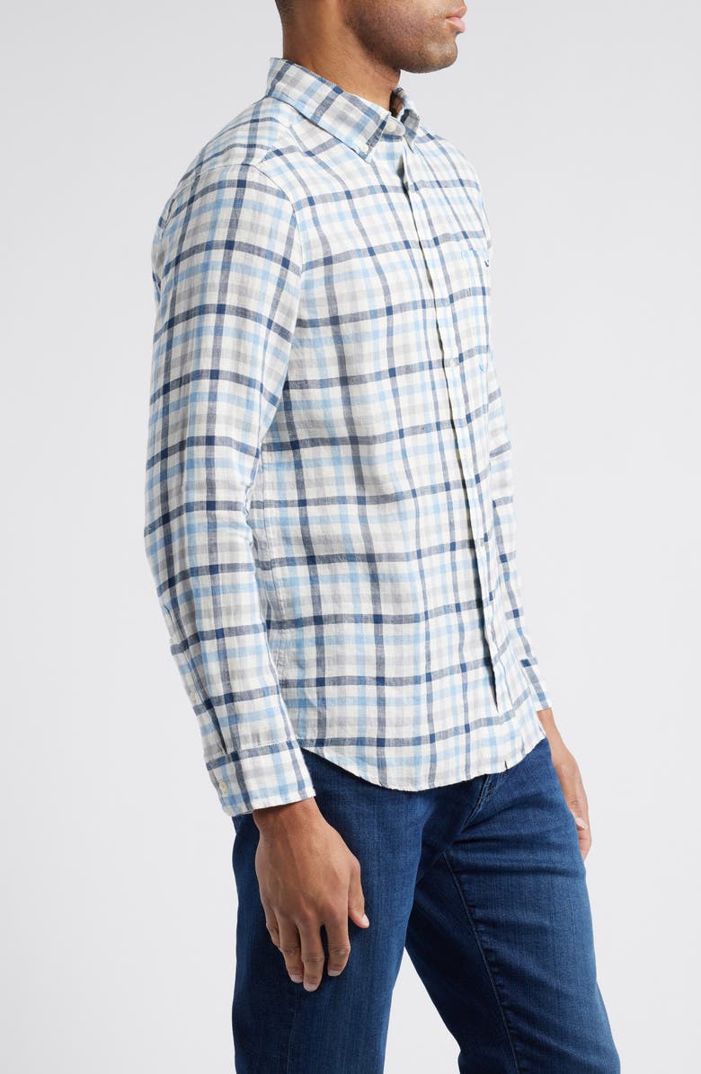 vineyard vines Slub Linen Button-Down Shirt, Alternate, color, Coastline Plaid