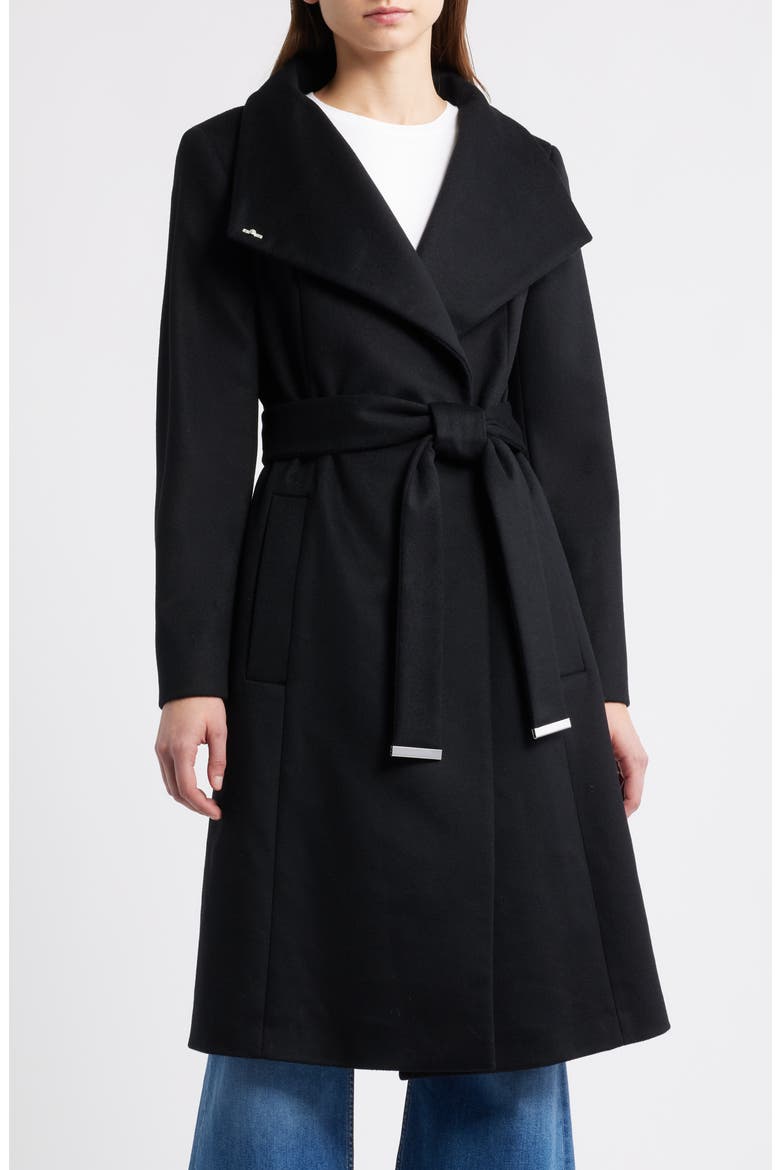 Calegan Wool & Cashmere Wrap Coat, Main, color, BLACK