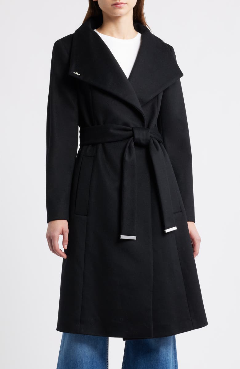 BOSS Calegan Wool & Cashmere Wrap Coat, Main, color, Black