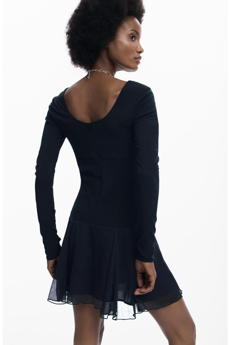 Long Sleeve Minidress, Alternate, color, BLACK
